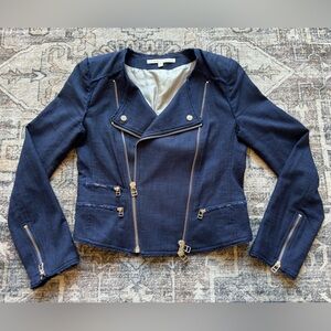 Veronica Beard Stevie Fringe Dual‎ Zip Moto Biker Jacket Size 6
